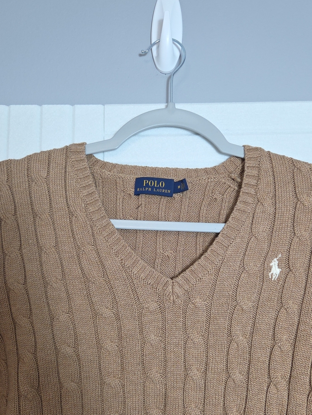 Polo Ralph Lauren 100% Cotton Cable Knit V-Neck Sweater Size M - Picture 2 of 11